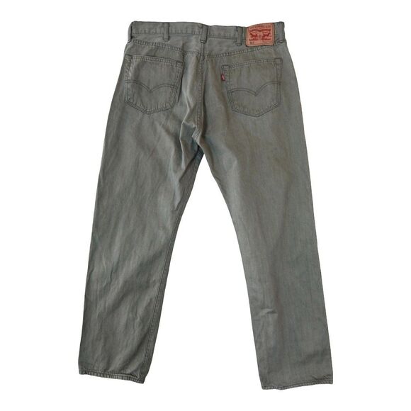 Levis 501 Button Fly Straight Leg Mens 38x32 (33x30 actual) Green Gray - Picture 2 of 7